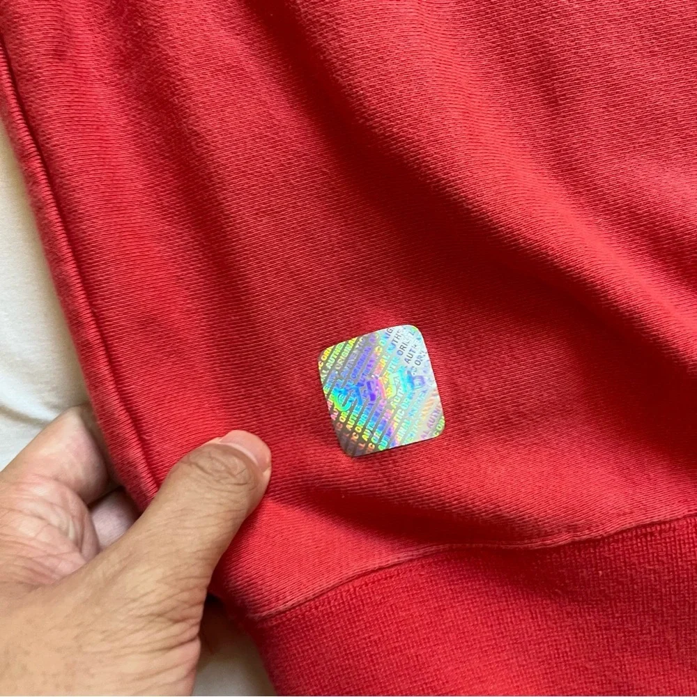 HERON PRESTON red orange crew neck patch logo cotton pullover‎ sweater